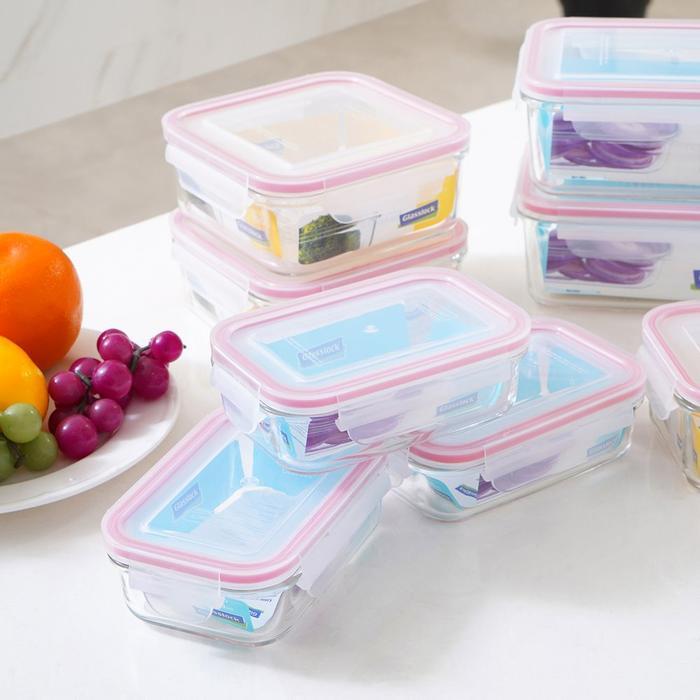 [WAKULLA] Glasslock Set 10 Pcs Retro Wadah Makanan - Merah Bekal Penyimpanan Makanan Kontainer Kotak