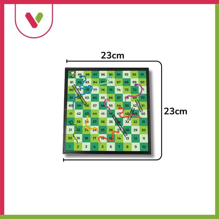 [Vento] Magnetic Board 3In1 Ludo Halma Ular Tangga Game Mainan Board Game 3In1 Dengan 2 Kertas