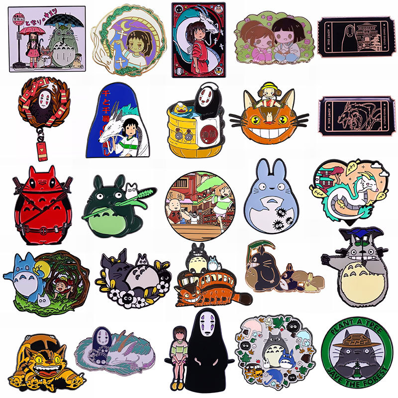 Comic Miyazaki Hayao Totoro Enamel Pin Ghibli Cartoon Lapel Badge For Backpacks Brooches For Clothes