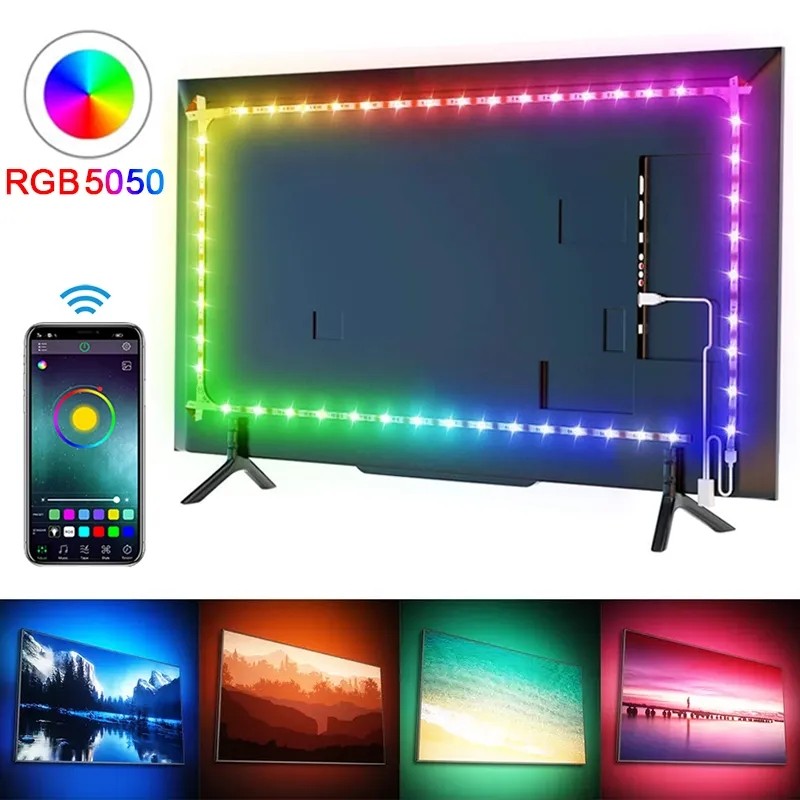 Led Usb Strip Light Color Changing 5050 Rgb Led Flexible Lights Bluetooth For Children Gaming Room