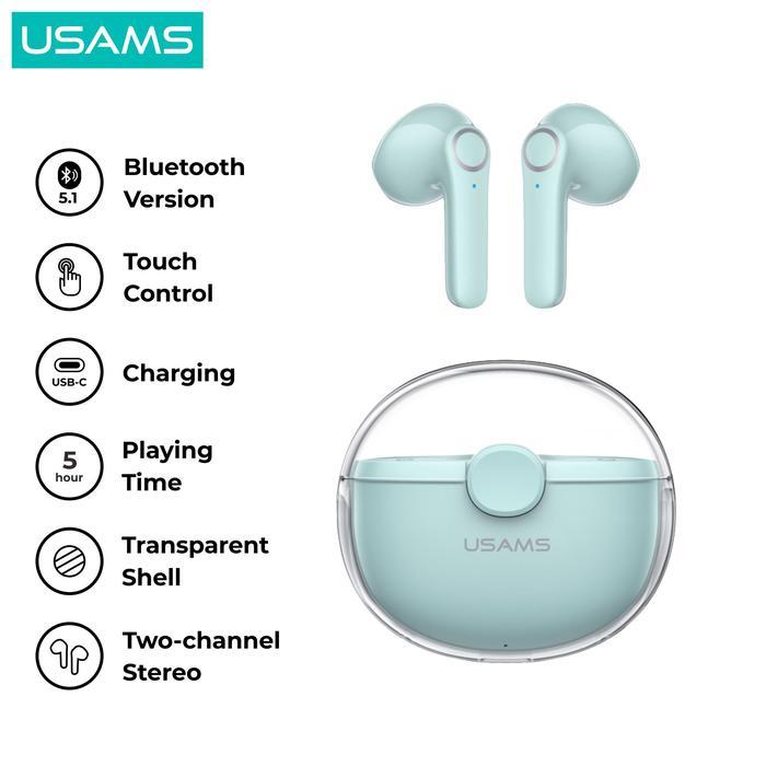 Usams Bu12 Tws Transparent Unique Macaron Earphone Bluetooth 5.1