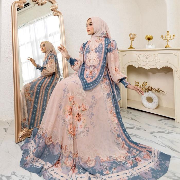 Mozza Syari Allawiyah syari Guzel vol 2 Guzel series Muslim Fashion Terbaru Printing Gamis Syari