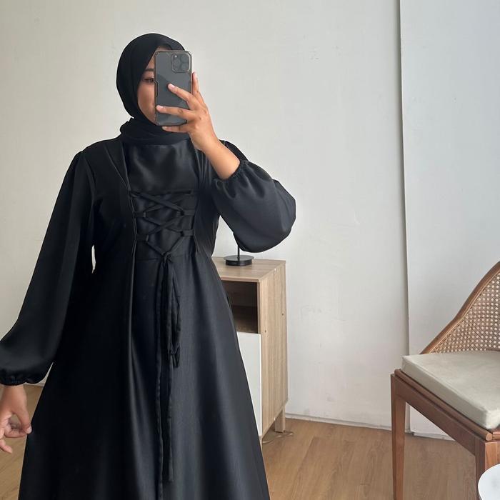 DRESS SATIN SERUT DRESS SATIN Muslim Panjang Gamis Silk Kondangan Wanita Pesta Simple Gaun