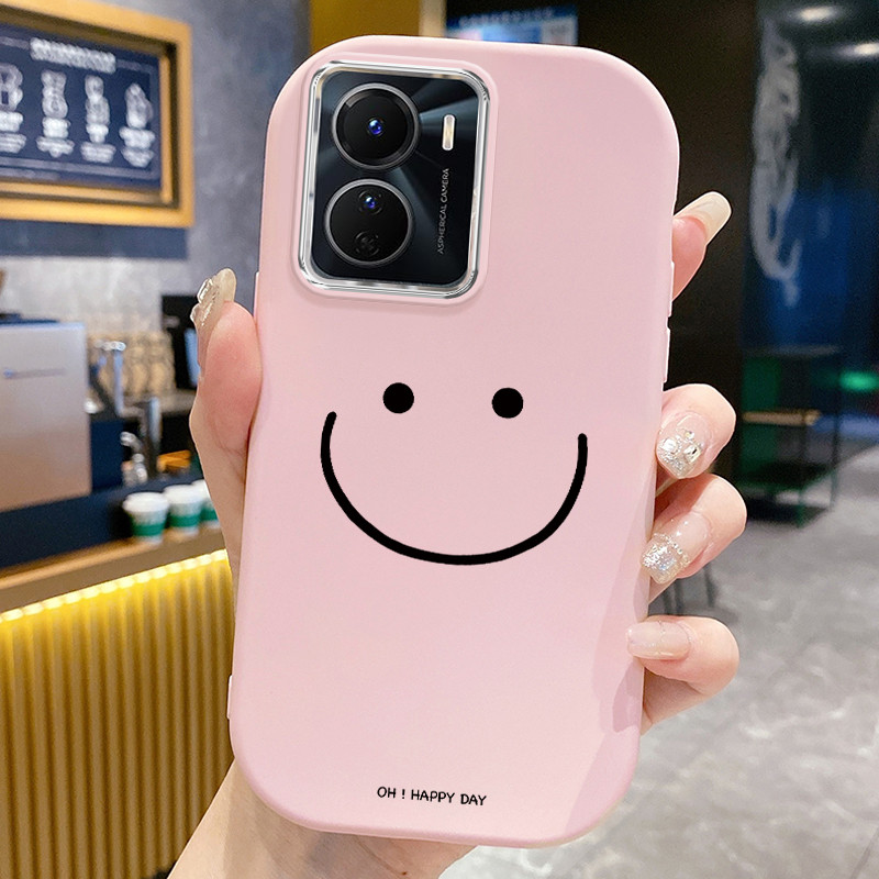 Casing Hp Untuk VIVO Y16 Y35 5G Y56 5G Case Casing Senyum kematian pola Kesing HP Cesing bulat gemuk