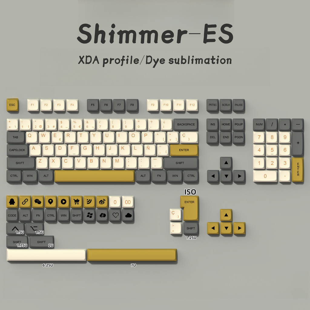 Spanish ES PBT Keycaps XDA Profile Shimmer Iceberg Marshmallow Matcha Keycap For GMK67 Mechanical