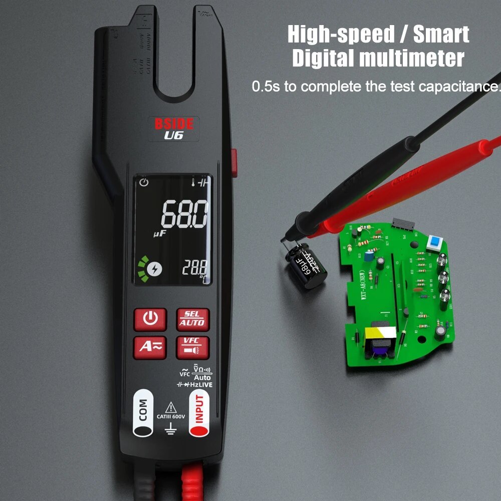 BSIDE Fork Digital Clamp Meter U6/U6X Professional 600A Ammeter Pliers T-RMS DC AC Current