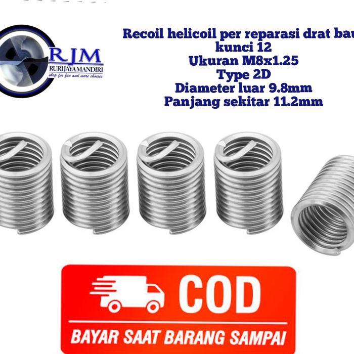 "New" 10pcs M8x1.25 2D recoil hecoil isi ulang recoil reparasi baut slek baut 12