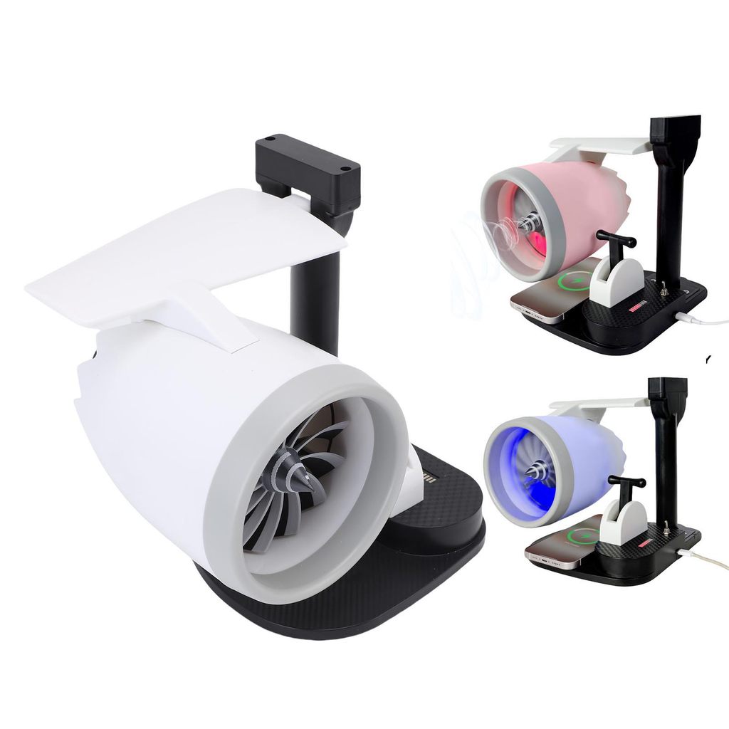 15W 3 in 1 Desktop Turbine Fan 4000rpm Adjustable Speed Engine Shaped Versatile Desktop Turbine Fan
