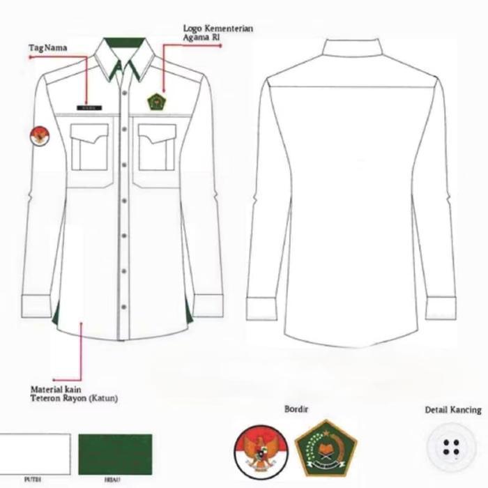 ASLI BAJU KEMENAG WANITA TERBARU 2025 BAHAN RIKAN DRILL / BLOUSE PDH PUTIH WANITA LENGAN PANJANG /