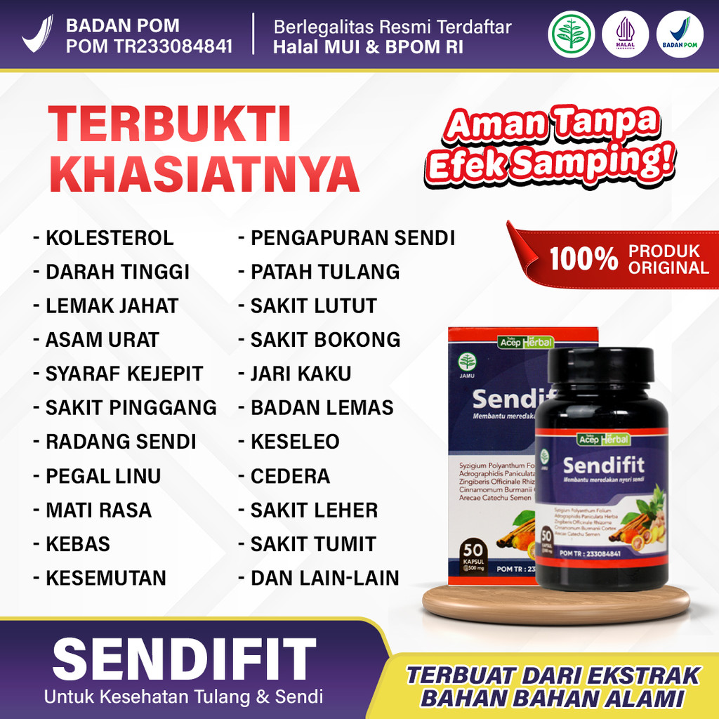 Sendifit 50 Kapsul - Obat Nyeri Lutut, Lutut Kaku, Nyeri Tumit, Nyeri Engkel Kaki