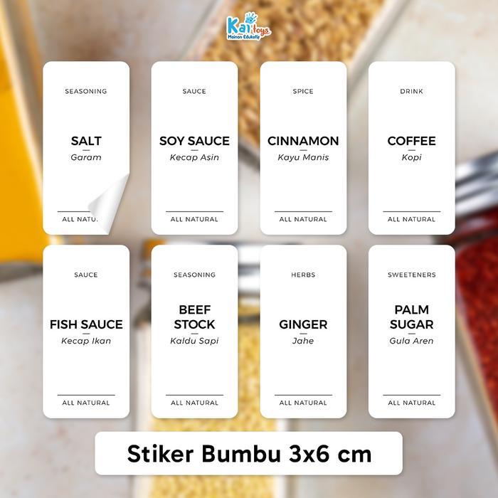 Sticker Bumbu Dapur 3x6 cm Waterproof / Label Bumbu Dapur Stiker Nama Bumbu Dapur Anti Air Label