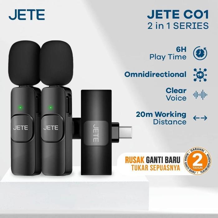Mikrofon MIC Wireless JETE CO1 2in1 Clip On Omnidirectional 2 MIC