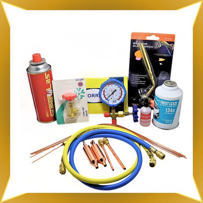 PAKET LENGKAP FREON KULKAS SET PERLENGKAPAN ISI ULANG FREON COMPRESSOR FREEZER PAKET ALAT SERVICE