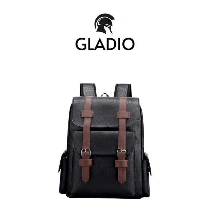 GLADIO Tas Ransel Pria Kenta Kulit Besar Muat Laptop Mewah Kekinian Backpack Traveling Premium