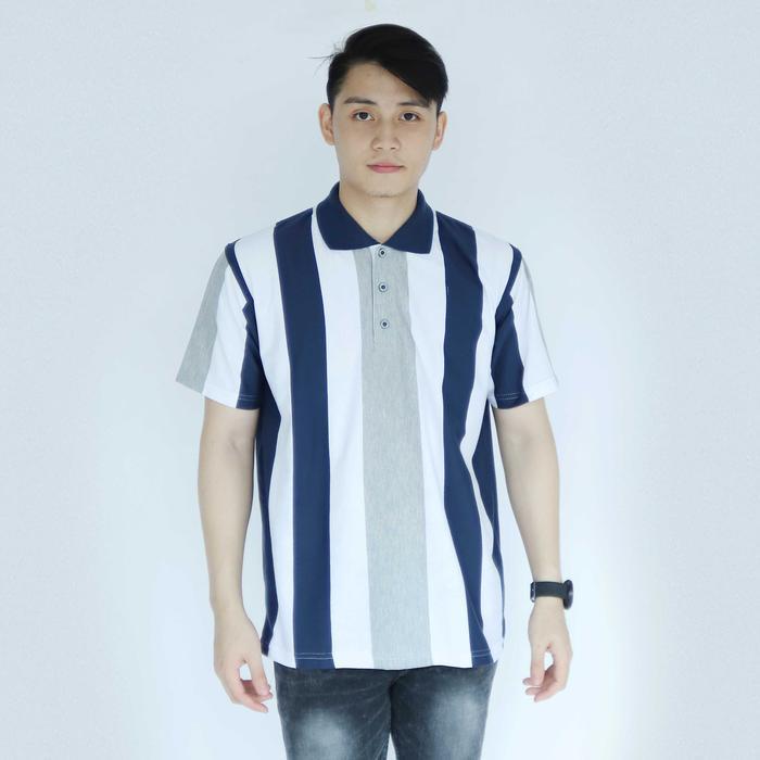 Liso Wear - Kaos Polo Pria Katun Motif Stripe Vertikal Lengan Pendek Distro Casual