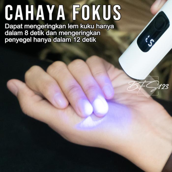 Senter UV Lampu Kuku Portable 400 Lumens Wushang UV Nail Lamp Rechargeable Type C Kutek
