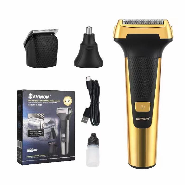 Shinon SH-7710 Alat Cukur Rambut Elektrik 3in1 - Silver