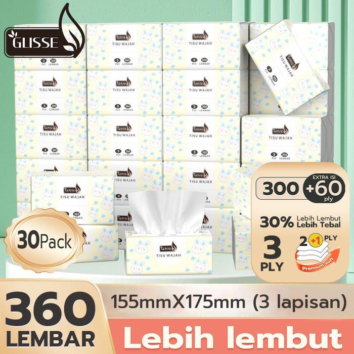 Glisse 30 Pcs Tissue Murah Glisse Soft Facial Tissue -100% Pulp Kayu Alami Tisu