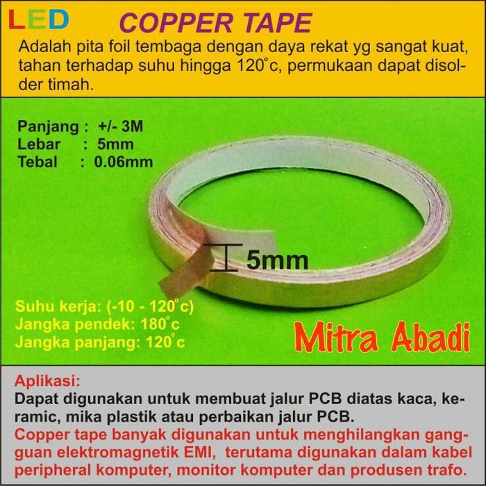 Copper Tape/Tembaga Tape 3 meter x 5 mm