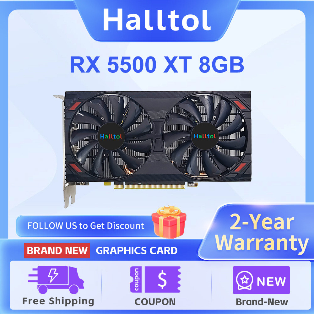 Halltol Graphics Card RX5500XT 8G Gaming 8GB 128Bit GDDR6 PCI-E 4.0×8 GPU Radeon rx5500xt 8gb game V