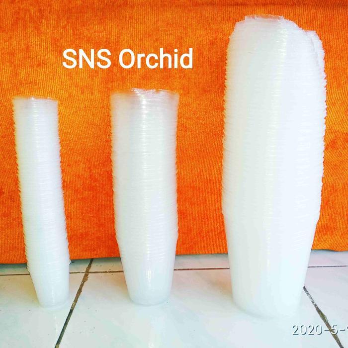 Pot fleksibel flexibel plastik transparan anggrek sedang remaja 100 pc