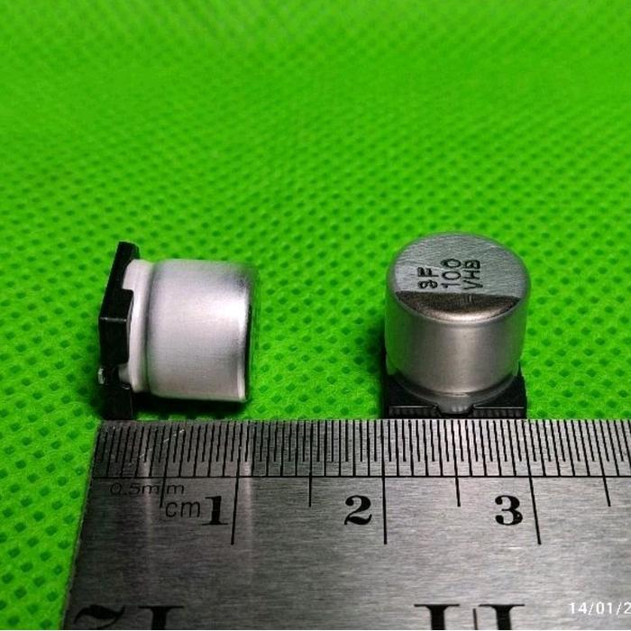 10pcs Solid kapasitor capasitor elko elco SMD 35v 100uf 35v 100 uf 35 v 35 volt VHB 10x10 ORIGINAL