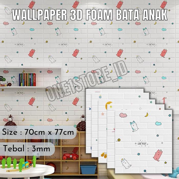 Wallpaper Dinding 3D Foam Wallfoam Bata Kulit Motif Anak 70cm x 77cm