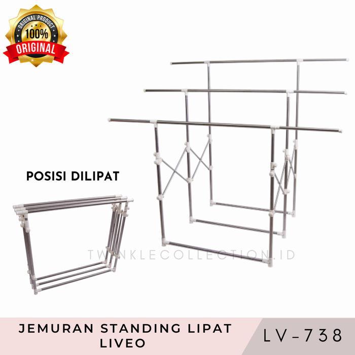 LIVEO Jemuran Baju Stand Lipat LV738 - Telescopic In Row Hanger LV 738