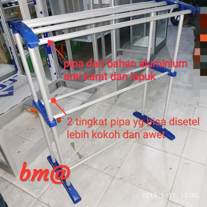 jemuran handuk aluminium 2 tingkat grosir