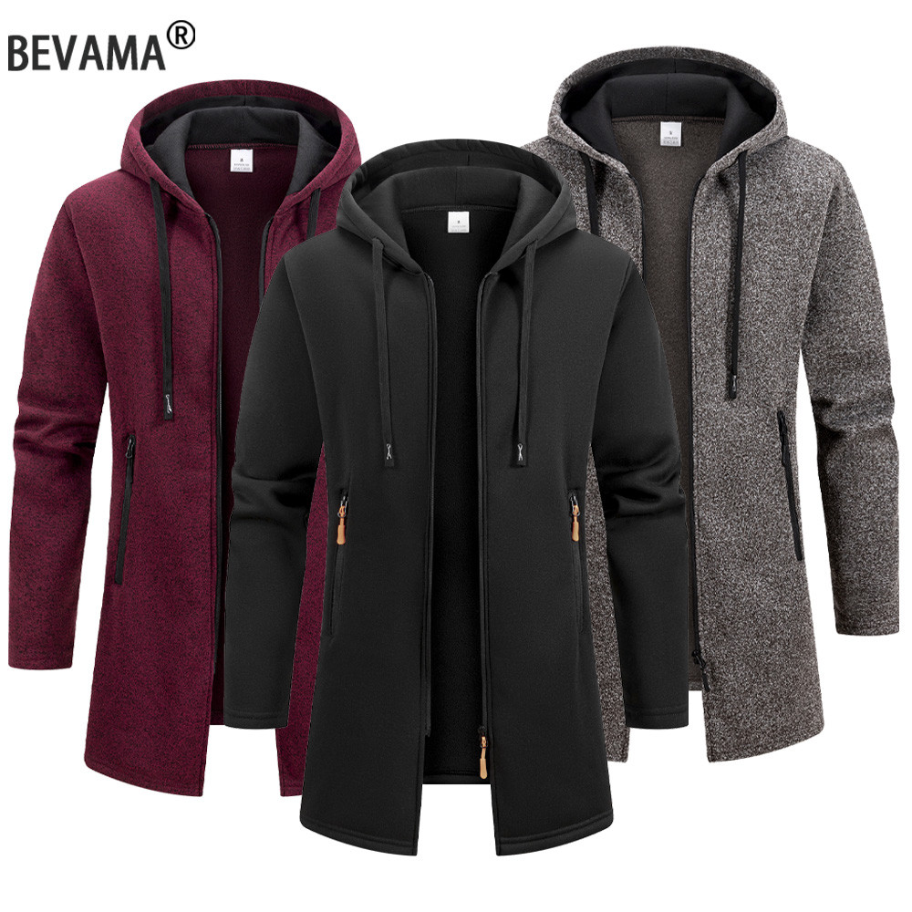 New Streetwear Men'S Long Sleeve Sweatshirts For Men Zipper Hooded Oversize Winter Warm Jacket Coat