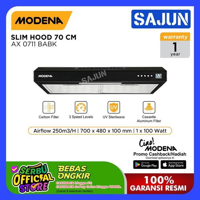 Modena Slim Hood 70cm AX-0711-BABK Cooker Hood AX0711BABK