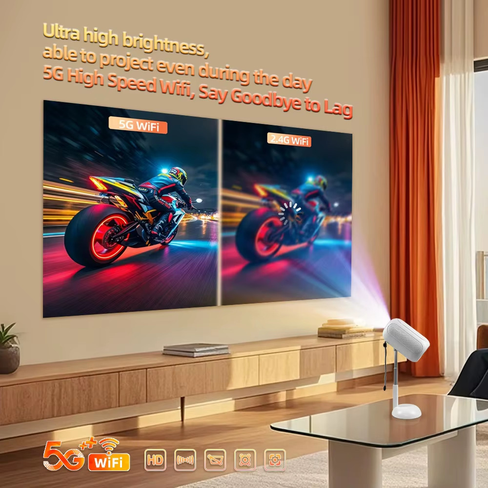 2026 New Projector 8000Lumens Moive Daylight Projector Android 12.0 Smart Proyector 4K Decode