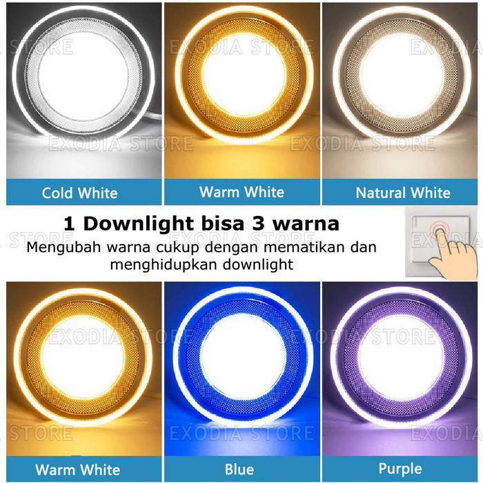 "New" Lampu LED Downlight 6 Watt 3 Warna Cahaya SNI Panel Light Lampu Plafon Extrabright 6W 3 Colors