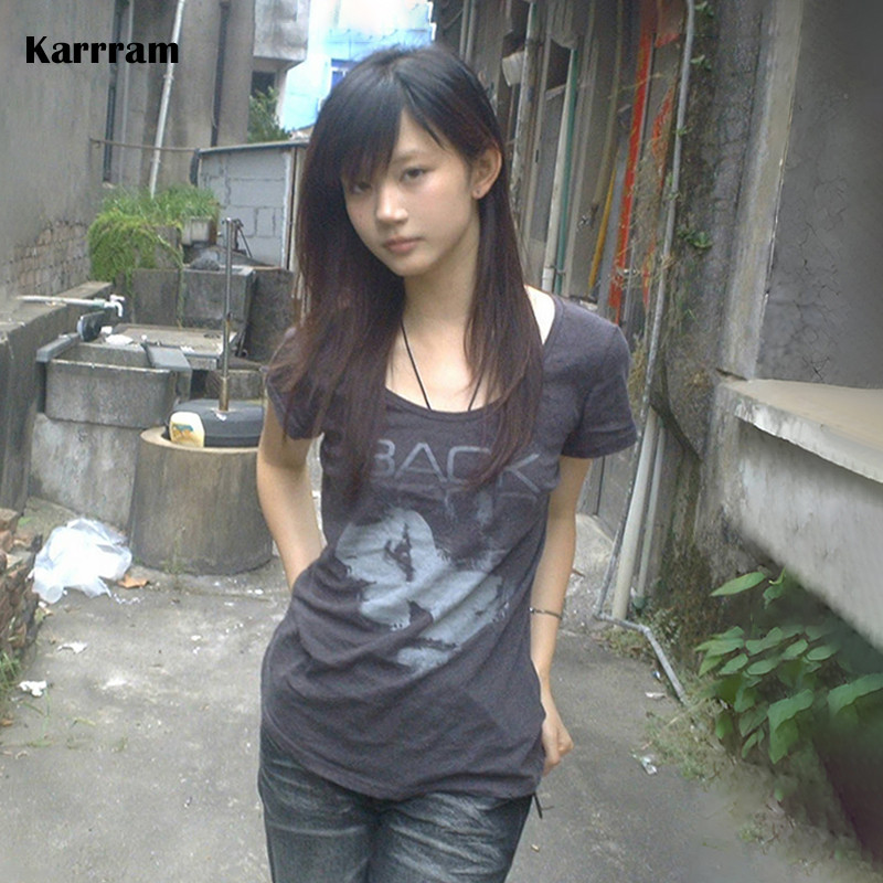 Karrram Japanese Y2K Print T-Shirt Trashy 2000S Style Sleeve T Shirt Vintage Harajuku Streetwear