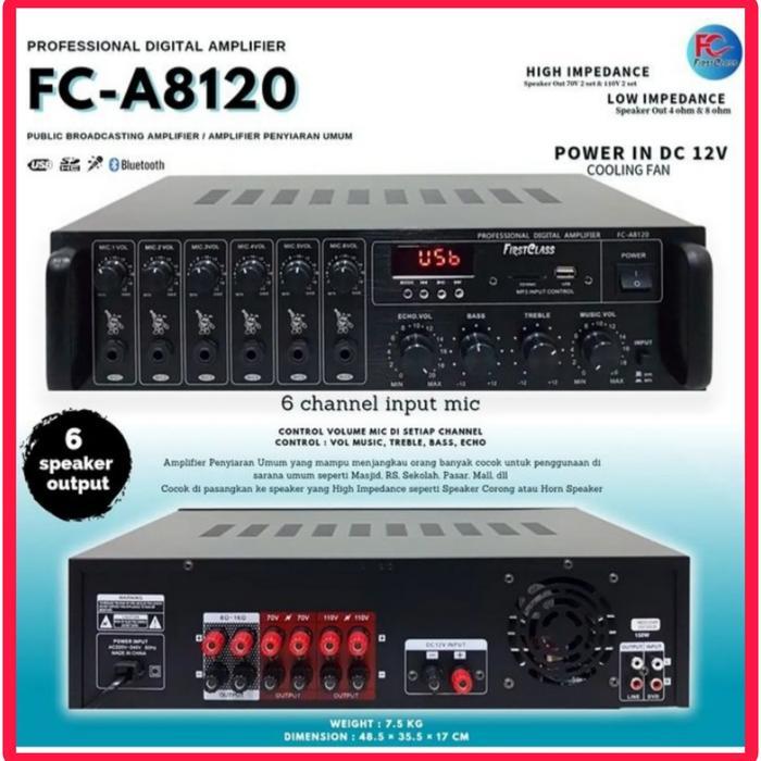 Ampli mixer bluetooth original firstclass fc a8120 fc a 8120
