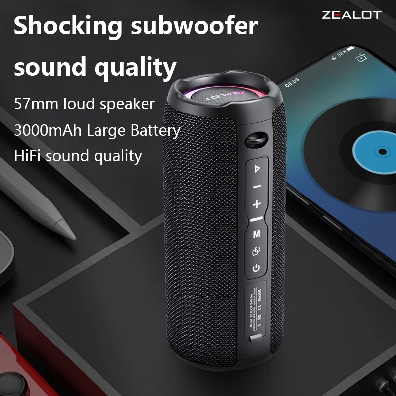 Zealot S49 Pro 20W Wireless Speaker,RGB Light Wireless Hifi Sound quality, Bass Boost,Dual