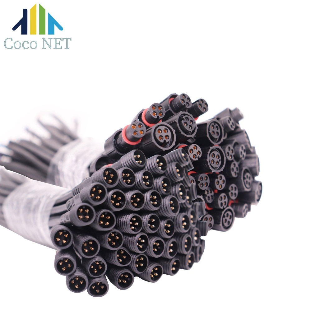 2Pin 3Pin 4Pin 5Pin Jack Male To Female LED Connector IP68 Black Cable 20cm Waterproof Connector