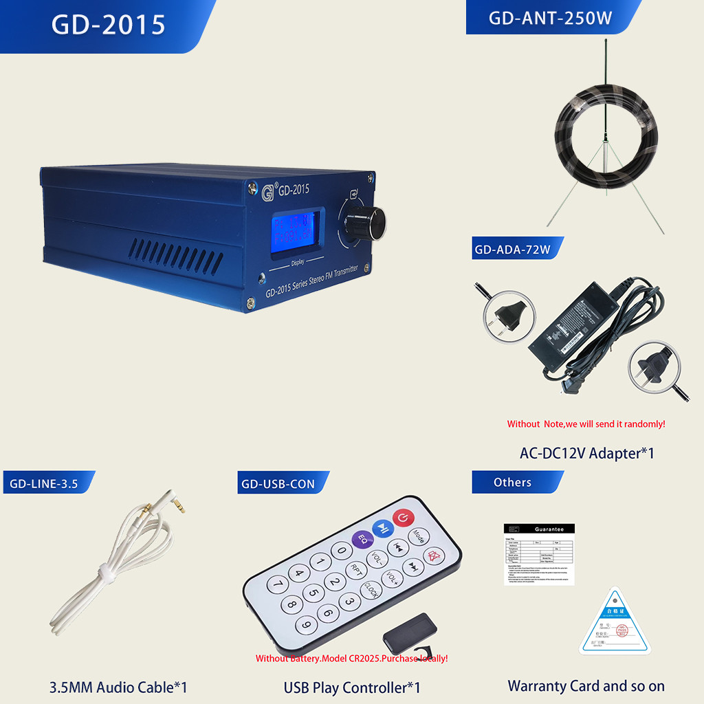 GD-2015-ALL1 QN8007 FM Transmitter+1/4 wave Antenna FM Radio Station Radio Broadcast Transmitter