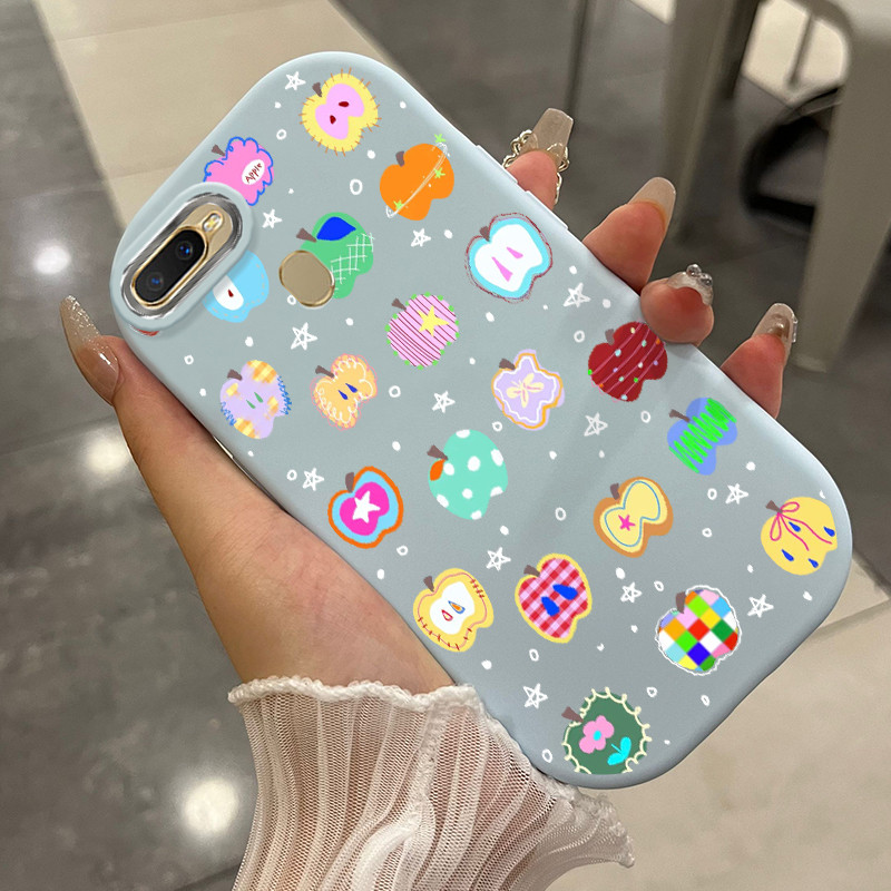 Casing Hp Untuk OPPO A7 A5s A12 A12s A11k Case Trendy Apple stickers Kasing silikon Anti-tabrakan Ce
