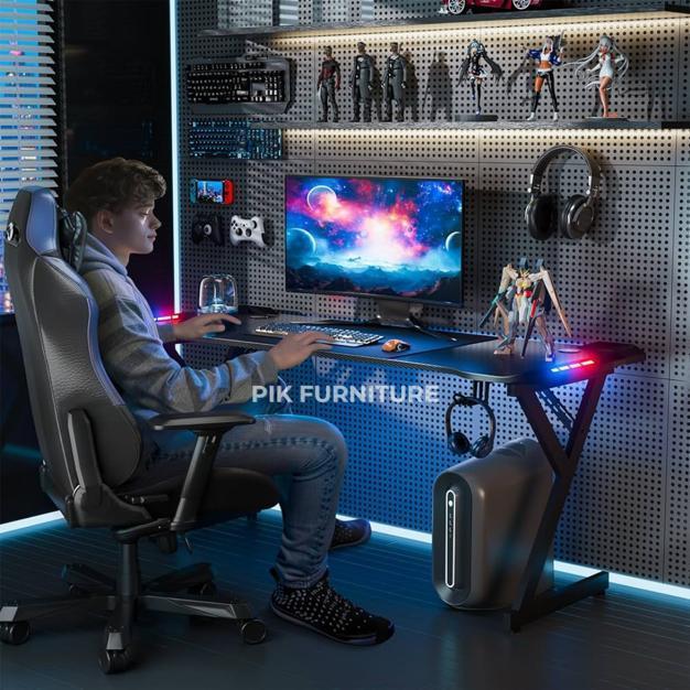 Meja Gaming Led Meja Komputer Lampu Gaming Table Meja Bermain Anak Meja Komputer Pc