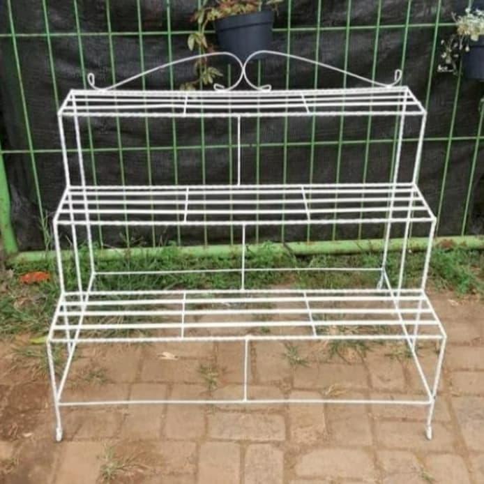 rak besi pot bunga 3 susun