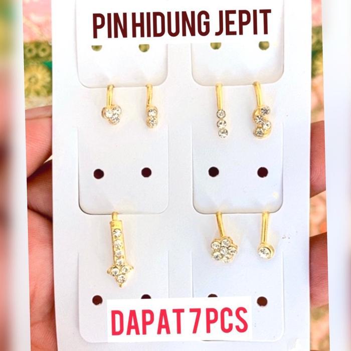 ser Paket 7 Pcs Pin Hidung Jepit Tanpa Tindik Beda-Beda Model Anting Hidung Jepit Tanpa Tindik
