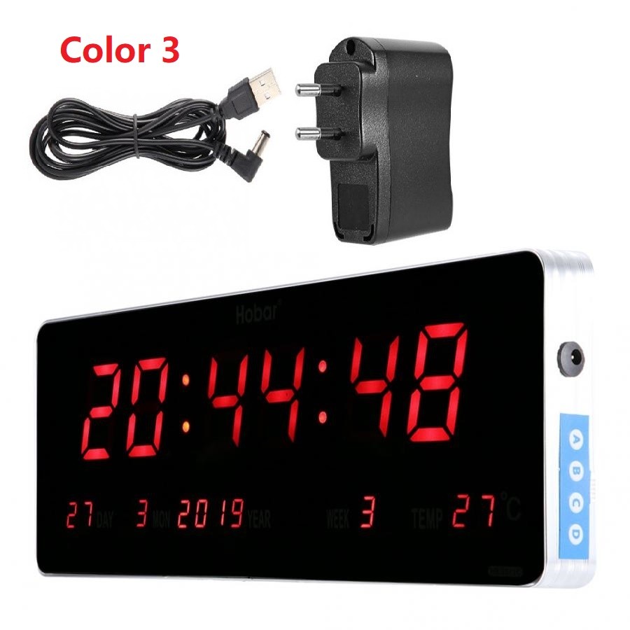 Terlaris Aluminum Alloy Wall Clock Digital LED Calendar Wall Clock Temperature
