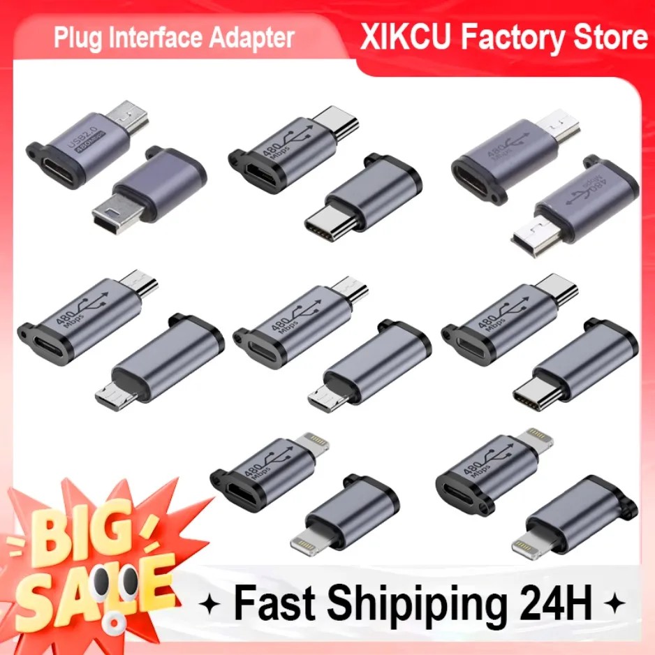 XIKCU Type Female to Mini USB/Type C Female to Micro USB/Micro USB Female to Type C/Micro USB Female