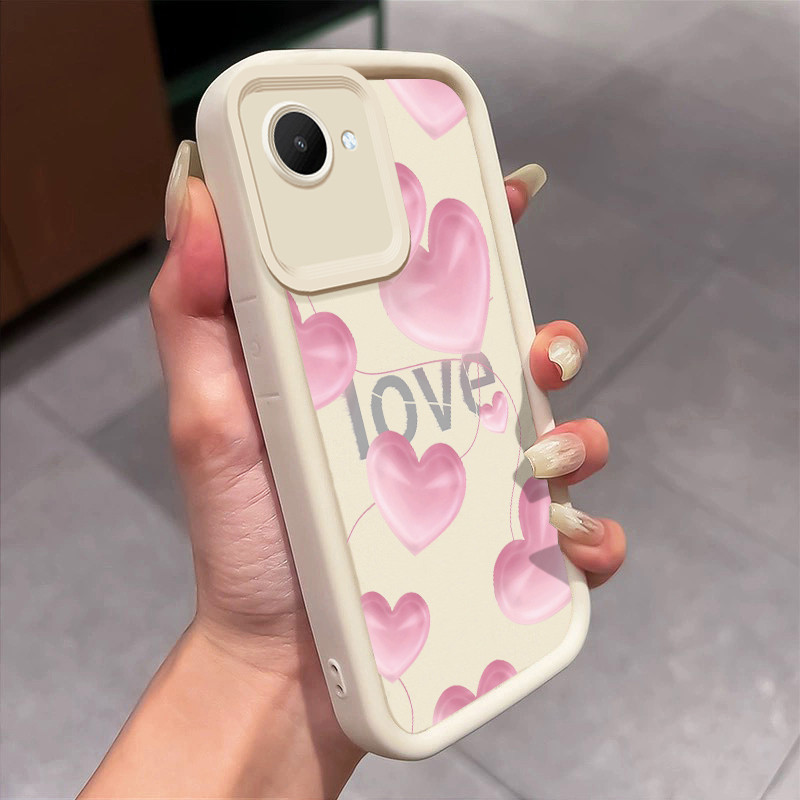 Casing Hp Untuk Realme C30 Realme C30s Realme Narzo 50i Prime Case Pink heart Love Kasing silikon Ce