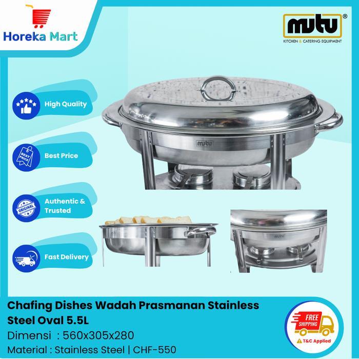 Chafing Dish Oval Stainless Tempat Penyaji Makanan Prasmanan MUTU CHF550