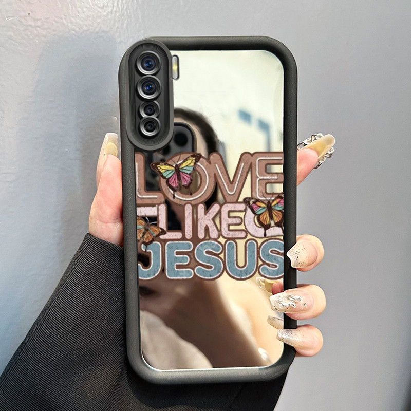 Casing Hp Untuk OPPO A91 OPPO F15 OPPO Reno 3 Case Love Like Jesus Cermin Kasing silikon Cesing meli
