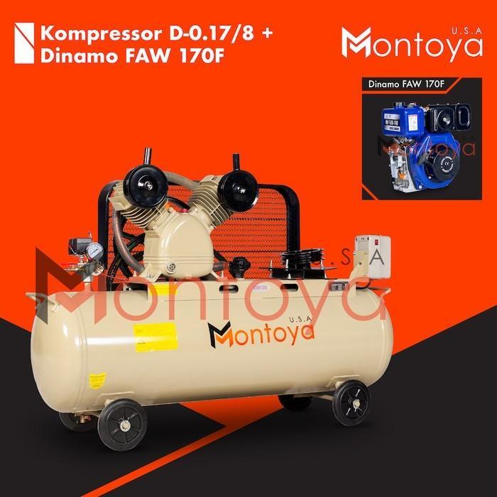 Mesin Kompresor Angin 2 Hp + Engine Diesel Faw 170F