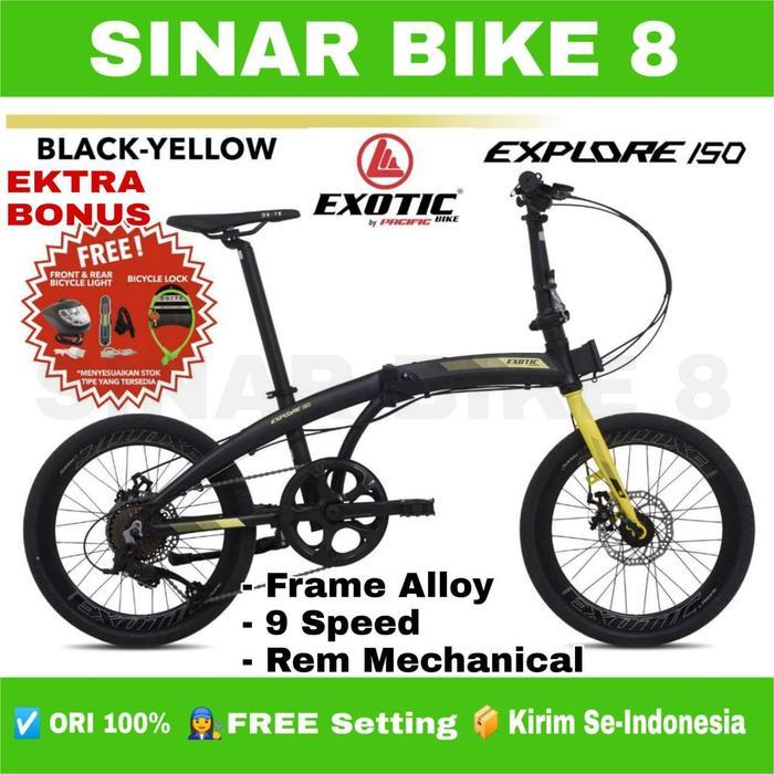 Sepeda Lipat 20 Inch EXOTIC EXPLORE 150 Alloy 9 Speed Rem Cakram