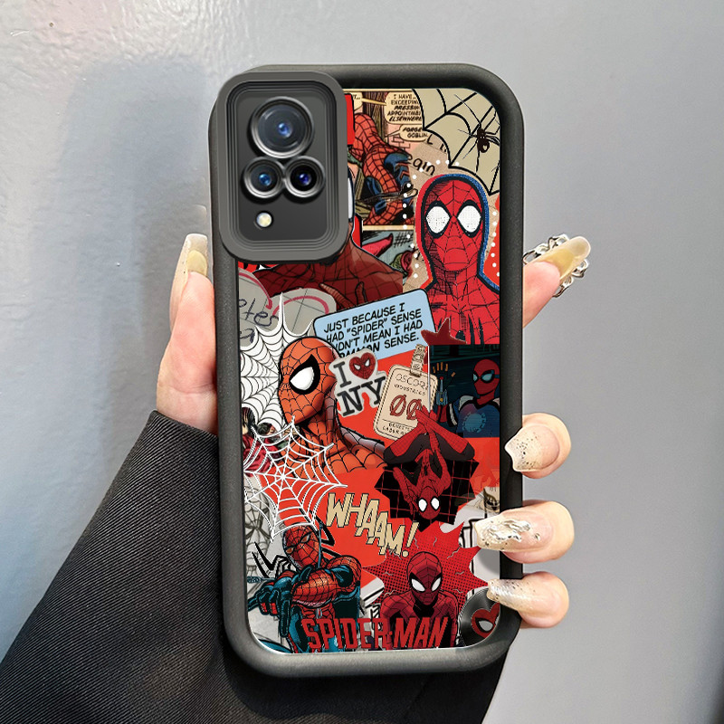 Casing Hp VIVO V21 5G V21s 5G V21E Y73 2021 Case Laba-laba Merah Pria keren Cermin Kasing silikon Ce